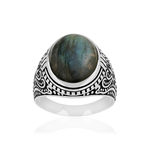 Bague argent 925 labradorites - vue 1