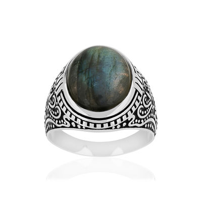 Bague argent 925 labradorites - vue 1