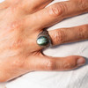 Bague argent 925 labradorites - vue Vporté 1