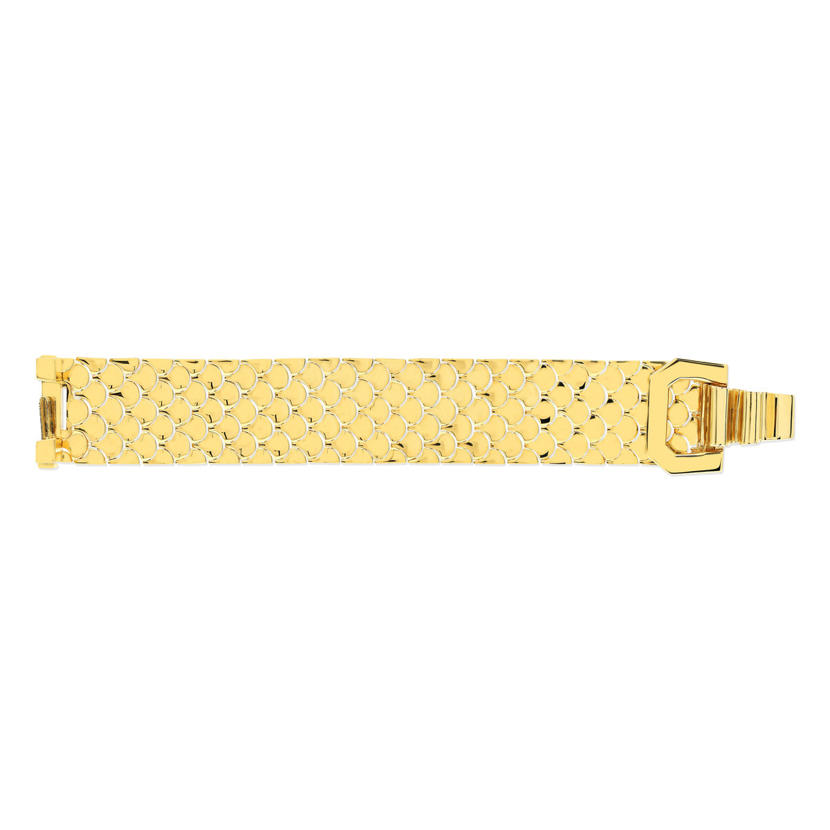 Bracelet maille plaqué or jaune écailles 18cm - vue 2