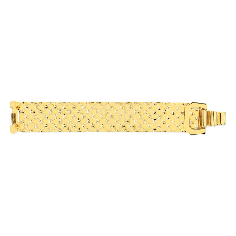 Bracelet maille plaqué or jaune écailles 18cm - vue 2