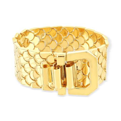 Bracelet maille plaqué or jaune écailles 20cm