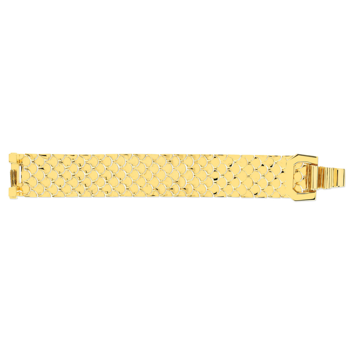 Bracelet maille plaqué or jaune écailles 20cm - vue 2