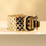 Bracelet maille plaqué or jaune écailles 20cm - vue D1