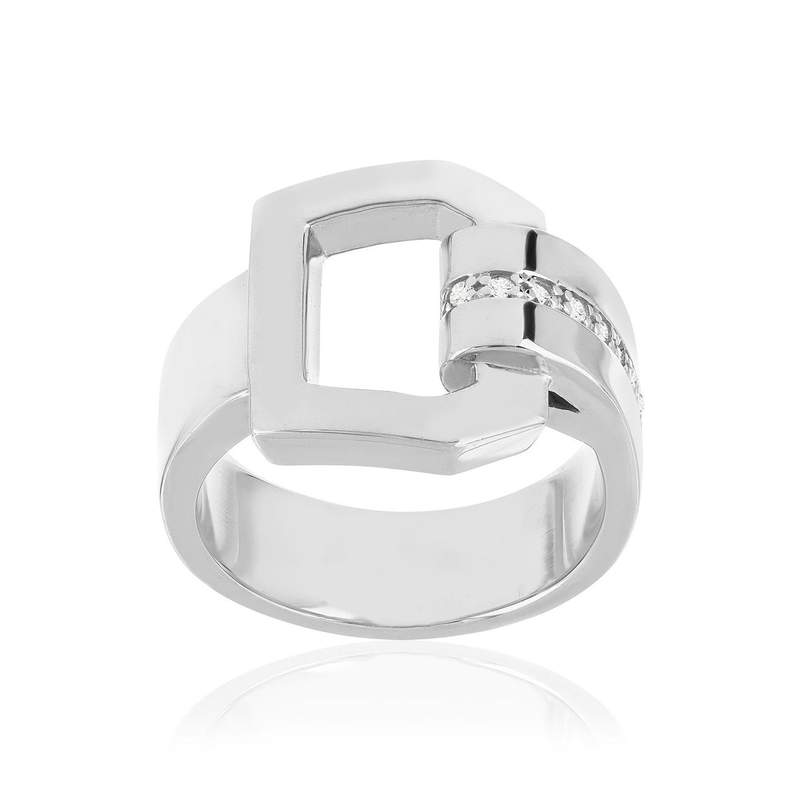 Bague argent 925 et boucle zirconias - vue 1