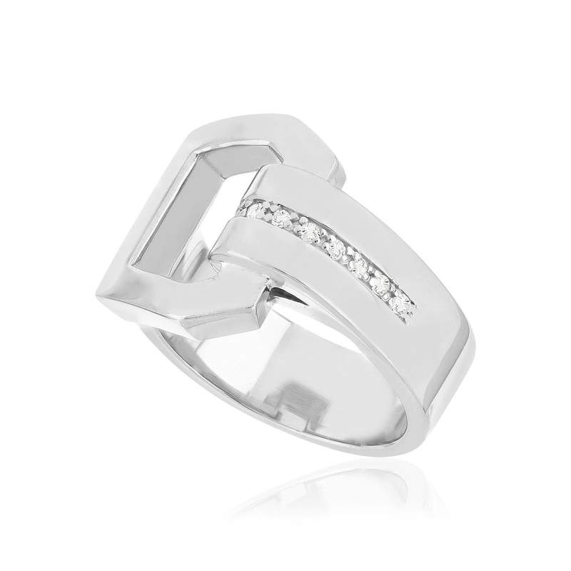 Bague argent 925 et boucle zirconias - vue D1