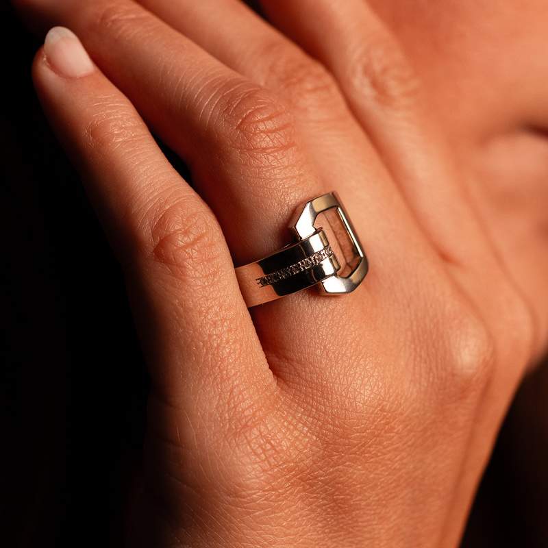 Bague argent 925 et boucle zirconias - vue porté 1
