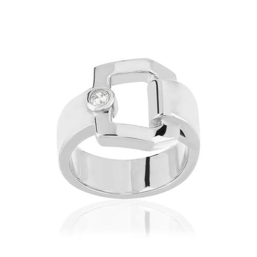 Bague argent 925 boucle et zirconia