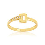 750 Yellow Gold Recycled Ring with Buckle and Half-Circle Diamonds - View 1