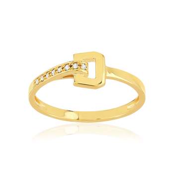 Bague or 750 jaune boucle et demi-tour diamants