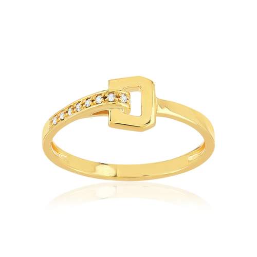 Bague or recyclé 750 jaune boucle et demi-tour diamants