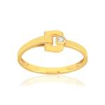 Bague or 750 jaune boucle et diamant - vue 1