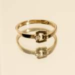 Bague or 750 jaune boucle et diamant - vue D1