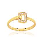 750 Yellow Gold Ring with Diamond Clasp - View 1