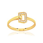 Bague or recyclé 750 jaune et boucle diamants - vue 1