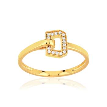 Bague or 750 jaune et boucle diamants