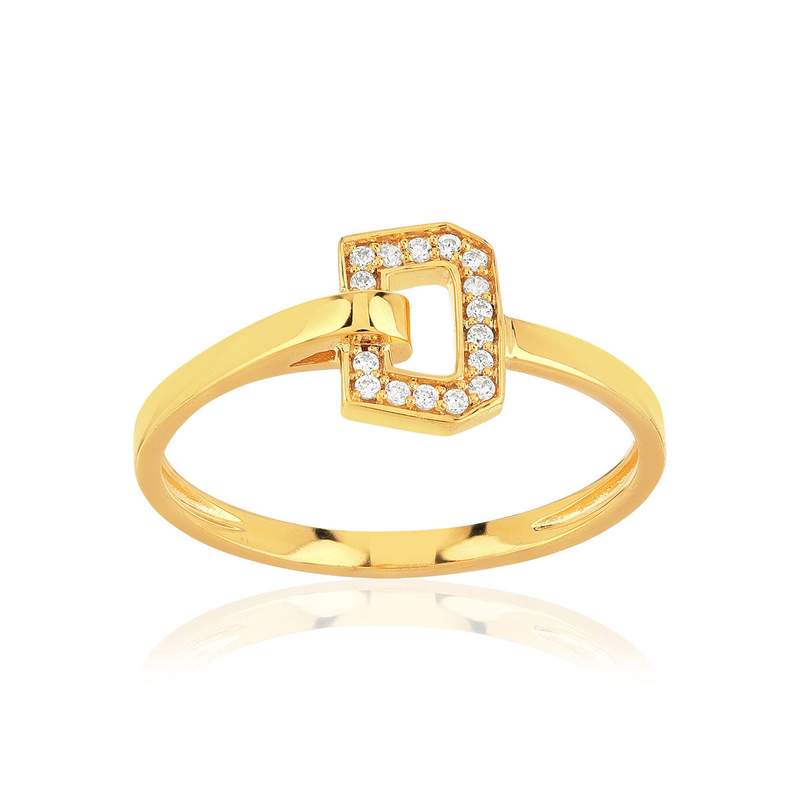 Bague or recyclé 750 jaune et boucle diamants - vue 1