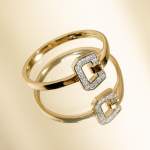 750 yellow gold ring with diamond clasp - view D1