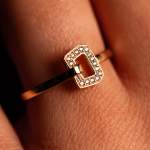 750 yellow gold ring with diamond clasp - on-hand view 2