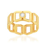 Bague or recyclé 750 jaune multi boucles ajourées et diamant - vue 1