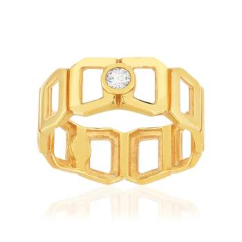 Bague or 750 jaune multi boucles ajourées et diamant