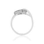 Bague or 750 blanc boucle et demi-tour diamants - vue 2