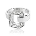Bague or 750 blanc boucle et demi-tour diamants - vue 3