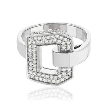Bague or 750 blanc boucle et demi-tour diamants
