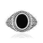 Silver ring 925 black oval agate scales - view 3