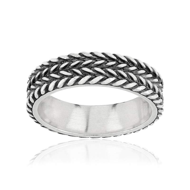Bague argent 925 tressée - vue 1