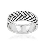 Bague argent 925 vieilli tressée - vue 1