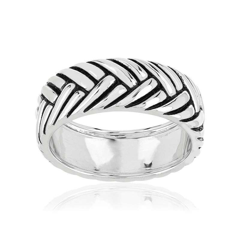 Bague argent 925 vieilli tressée - vue 1
