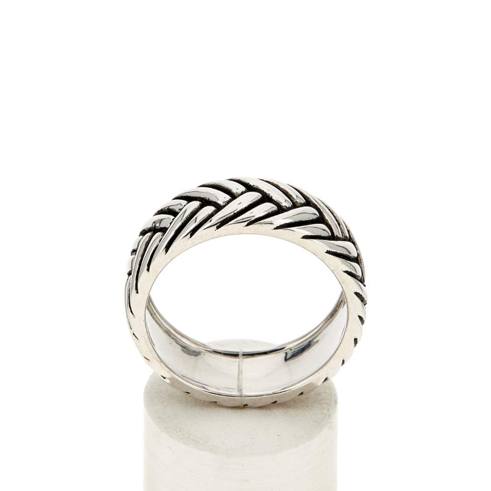 Bague argent 925 vieilli tressée - vue 1