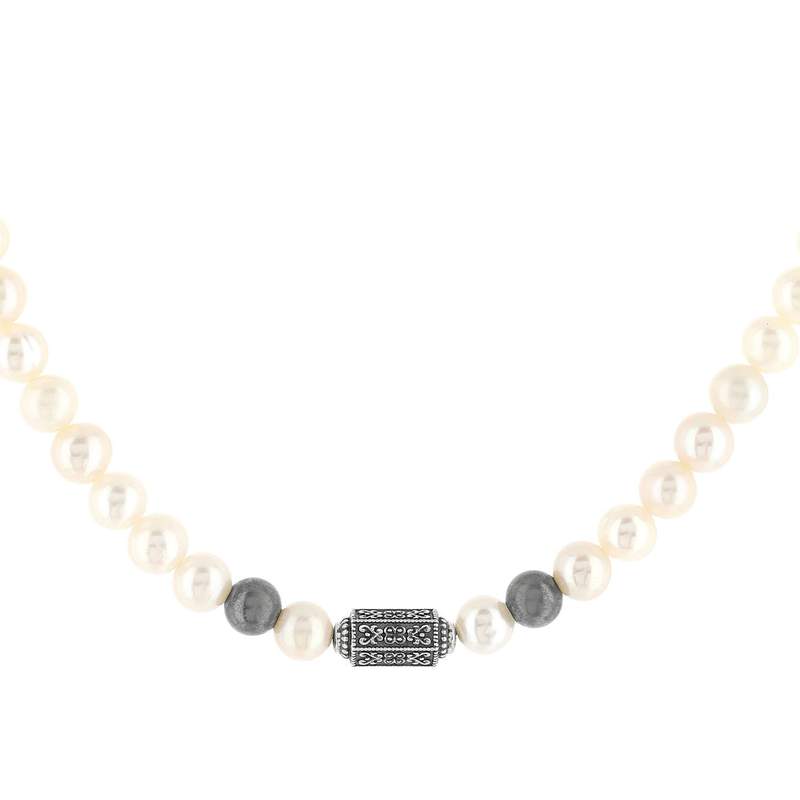 Collier perles de culture de Chine et perles argent 48cm - vue 1