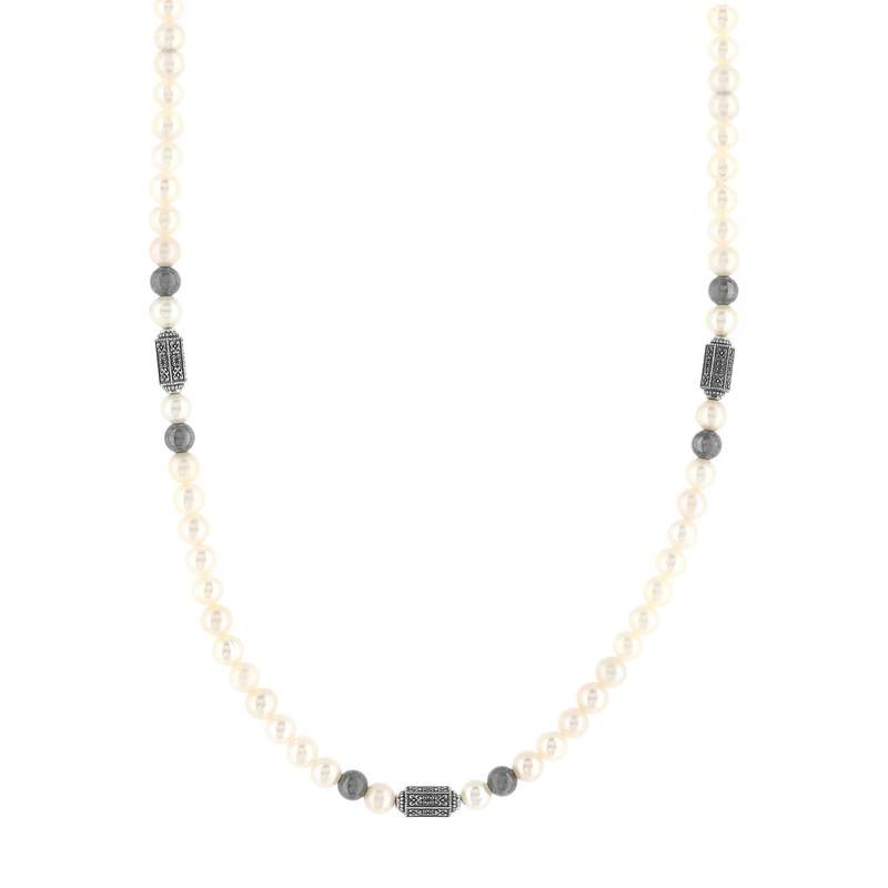 Collier perles de culture de Chine et perles argent 48cm - vue 2