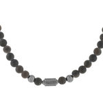 Collier perles obsidiennes noires et perles argent 48cm - vue 1