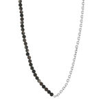 Collier argent 925 maille Forçat perles obsidiennes noires 48 cm - vue 2