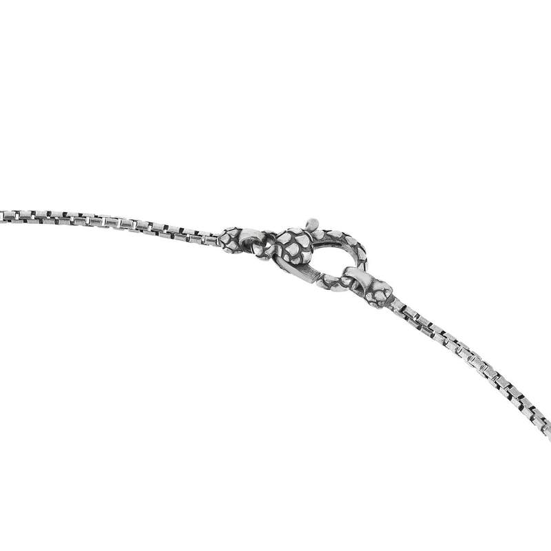 Collier argent 925 plaque spinelles noires 60cm - vue A