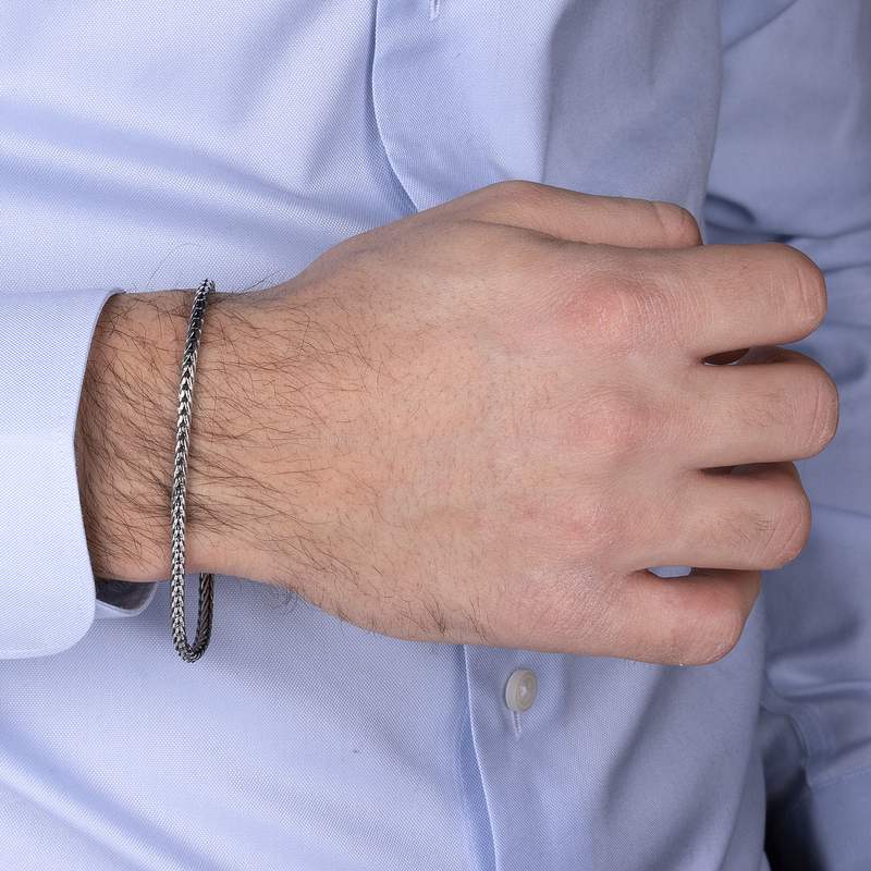 Bracelet argent 925 écaille maille palmier 19cm - vue porté 1