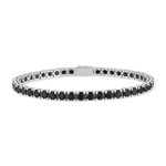 Bracelet argent 925 spinelles noires rondes 19cm - vue 1