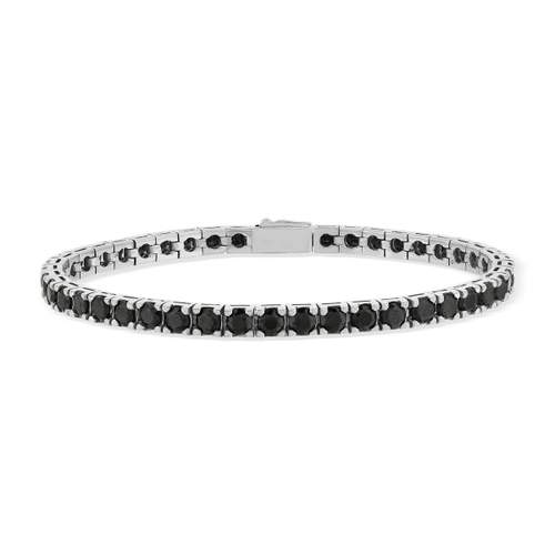 Bracelet argent 925 spinelles noires rondes 19cm