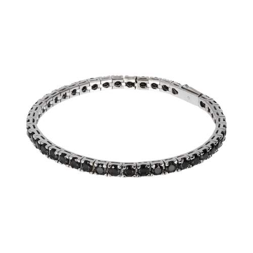 Bracelet argent 925 spinelles noires rondes 21cm
