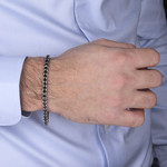 Bracelet argent 925 spinelles noires rondes 21cm - vue porté 1