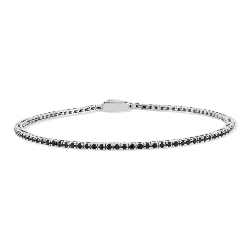 Bracelet argent 925 spinelles noires 19cm - vue 1