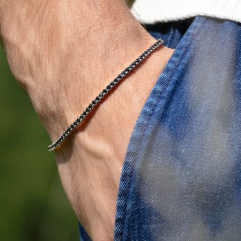 Zilveren armband 925 zwarte spinels 19cm