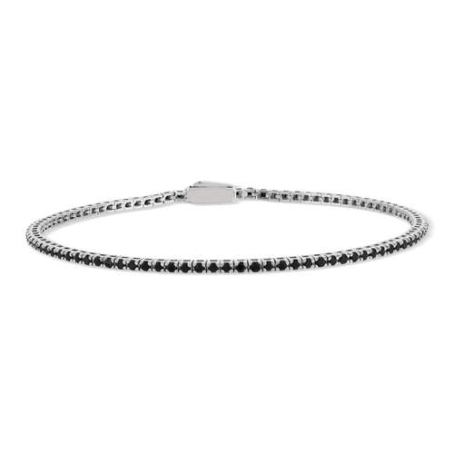 Bracelet argent 925 spinelles noires 21cm