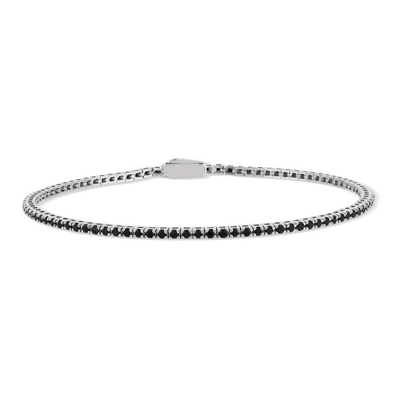 Bracelet argent 925 spinelles noires 21cm - vue 1