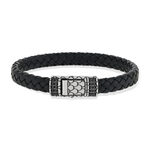 Bracelet noir tressé spinelles noires 19cm - vue 1
