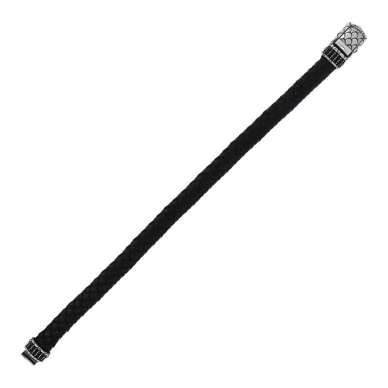 Bracelet noir tressé spinelles noires 19cm - vue 2