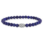 Bracelet argent 925 perles lapis lazuli 21cm - vue 1